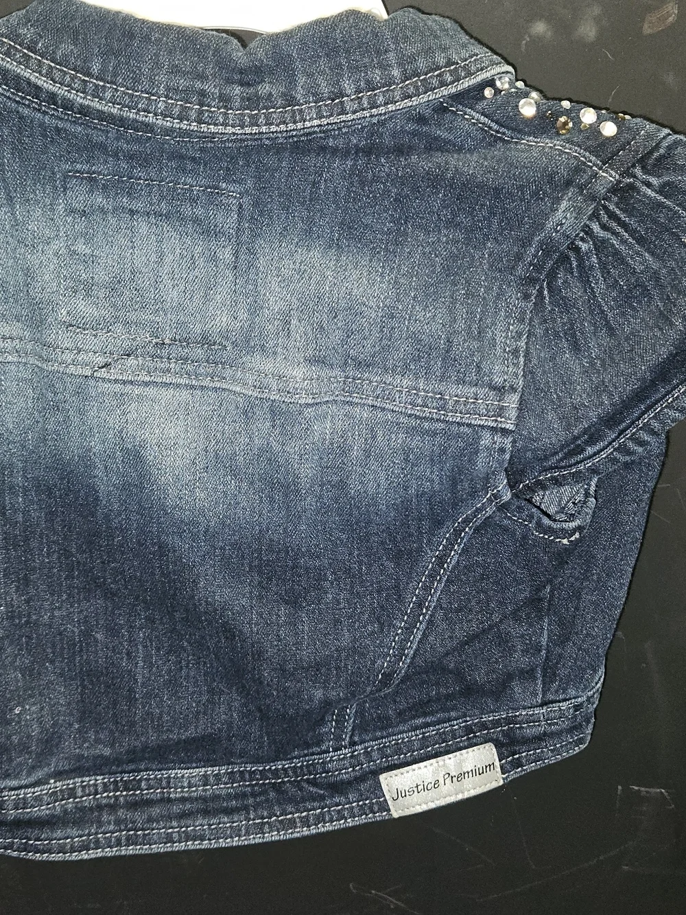 Justice Girls Size 12 Denim Jacket with Sequin Stud Accents - Blue